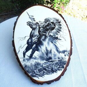Wood Art Cherokee Indian Reservation Wall Plaque 17"